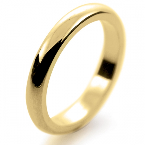 D Shaped Heavy - 3mm (DSH3-Y) Yellow Gold Wedding Ring